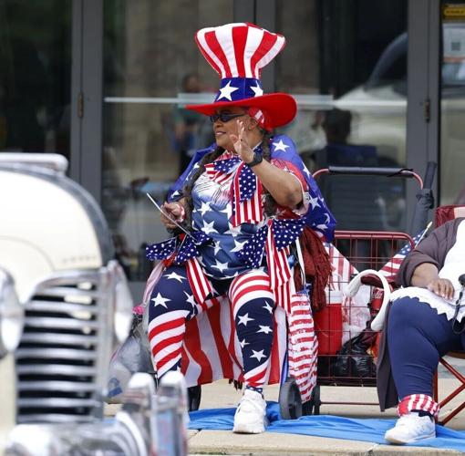 Dressed in red, white and blue