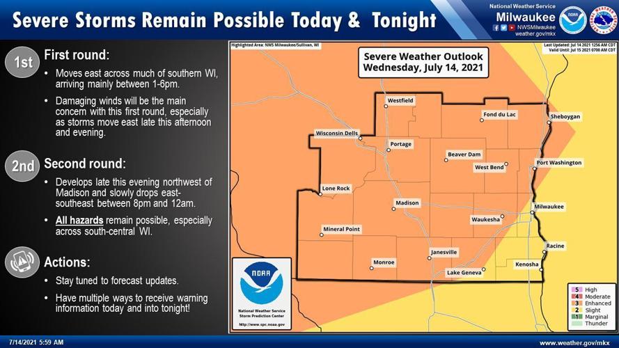 Severe storms Wed by National Weather Service