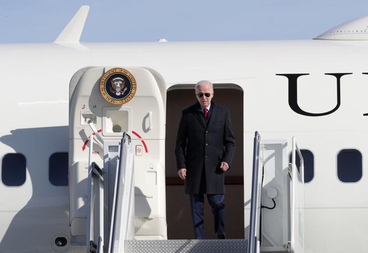 Joe Biden arrives in Madison