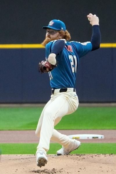 Dustin May has a 2-2 record, 5.65 ERA and WHIP of 1.42 in 10 starts with the Brewers since arriving in August.