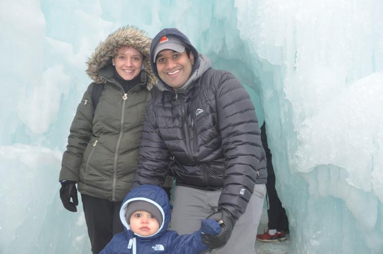 Aliza and Gaurav Rao of Chicago brought their 17-month-old son, Jackson, to visit the ice castle during its final opening day