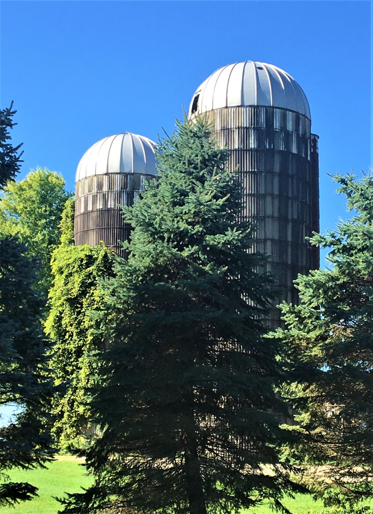 Old farm silos along Steele Road (Rustic Road 11), south of Lyons
