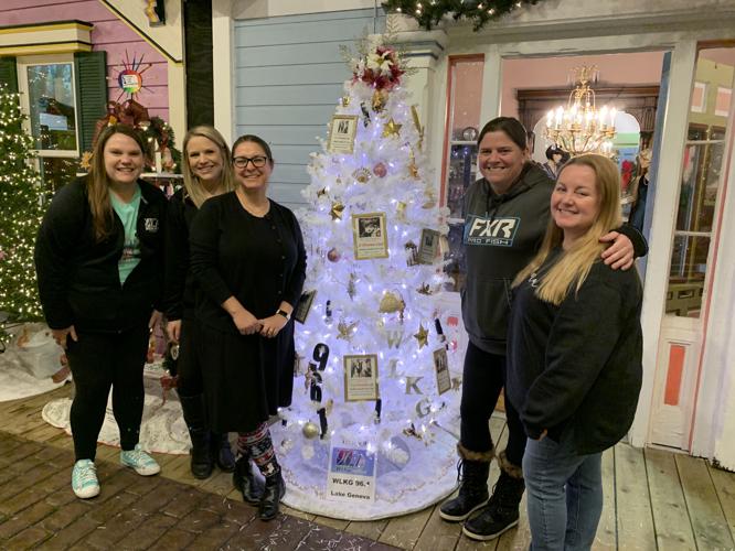 The staff at WLKG decorated a radio-themed Christmas tree