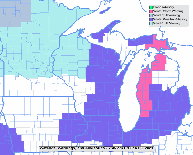 Advisories by National Weather Service