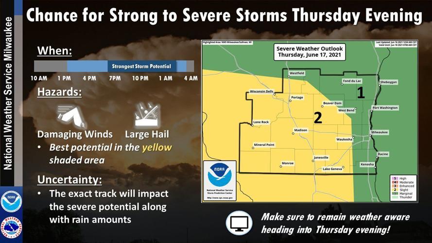 Storm chances Thursday by National Weather Service