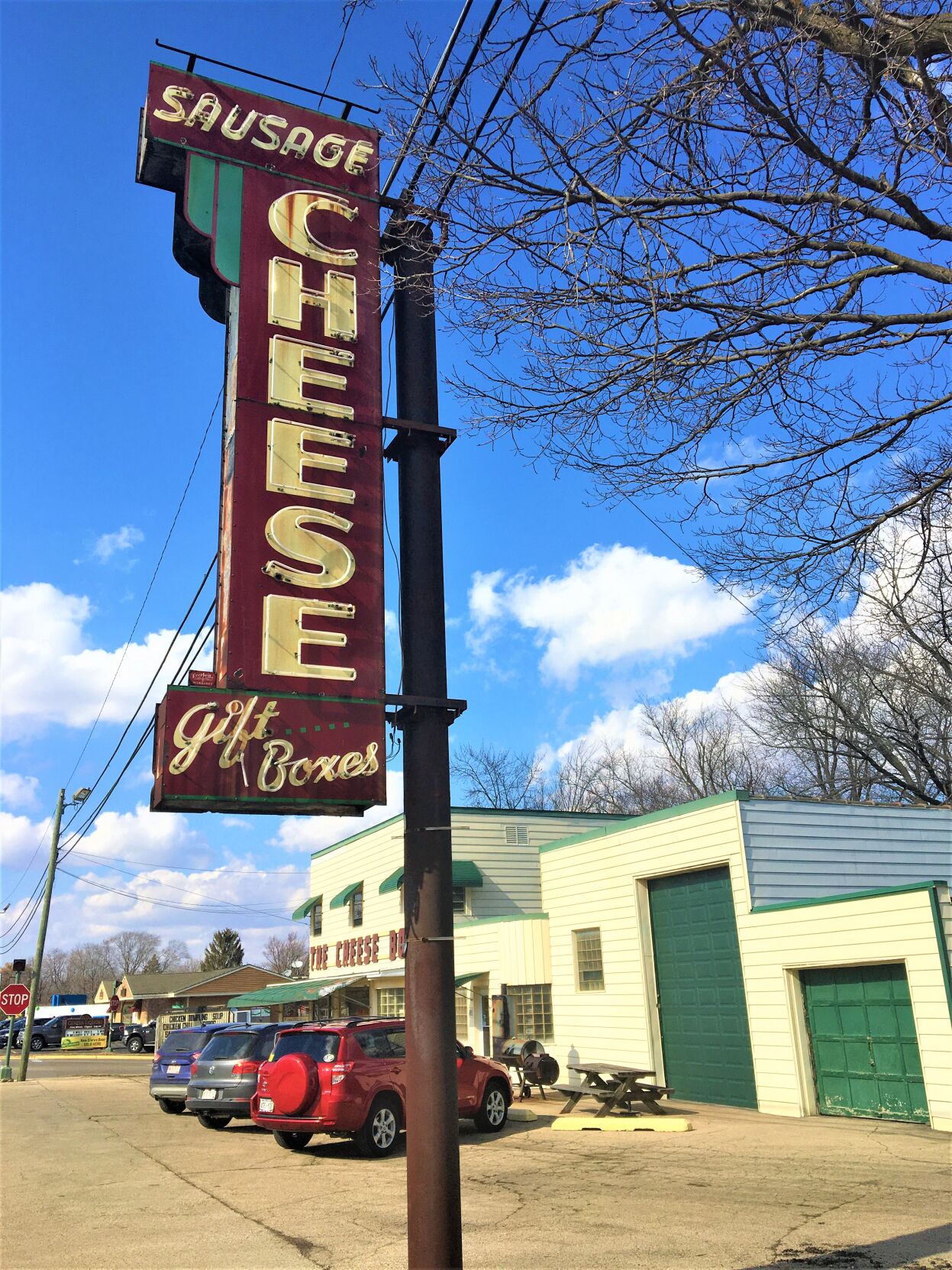 Neon signage at The Cheese Box, 802 S. Wells St., Lake Geneva