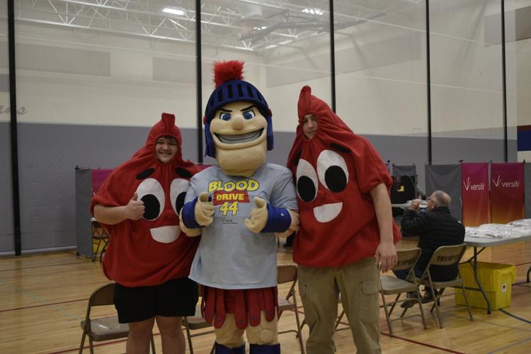 The Trojan Man at Tremper High School blood drive