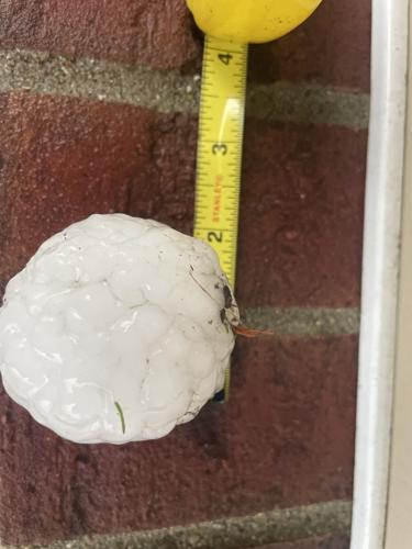 Big hail Evansville measuring 4-18-25, Pete Kangas photo