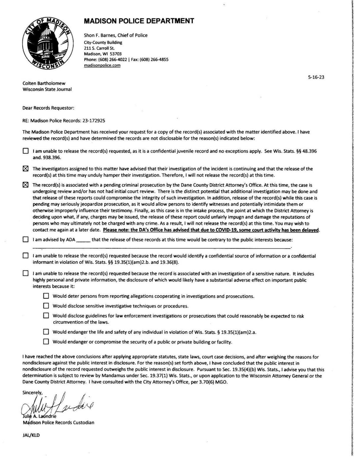 MPD denies Markus Allen records release