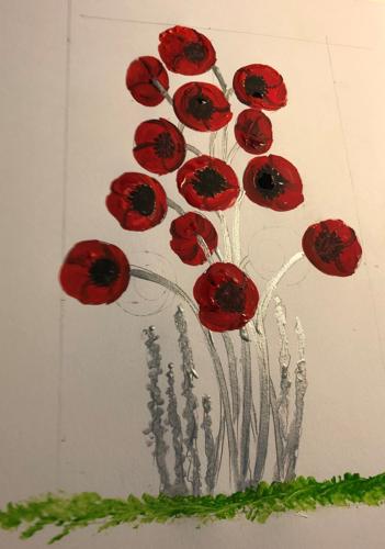 A painting of a poppy sculpture depicts a similar structure that the Lake Geneva American Legion Post 24 plans to install at Library Park by next Memorial Day. (copy)