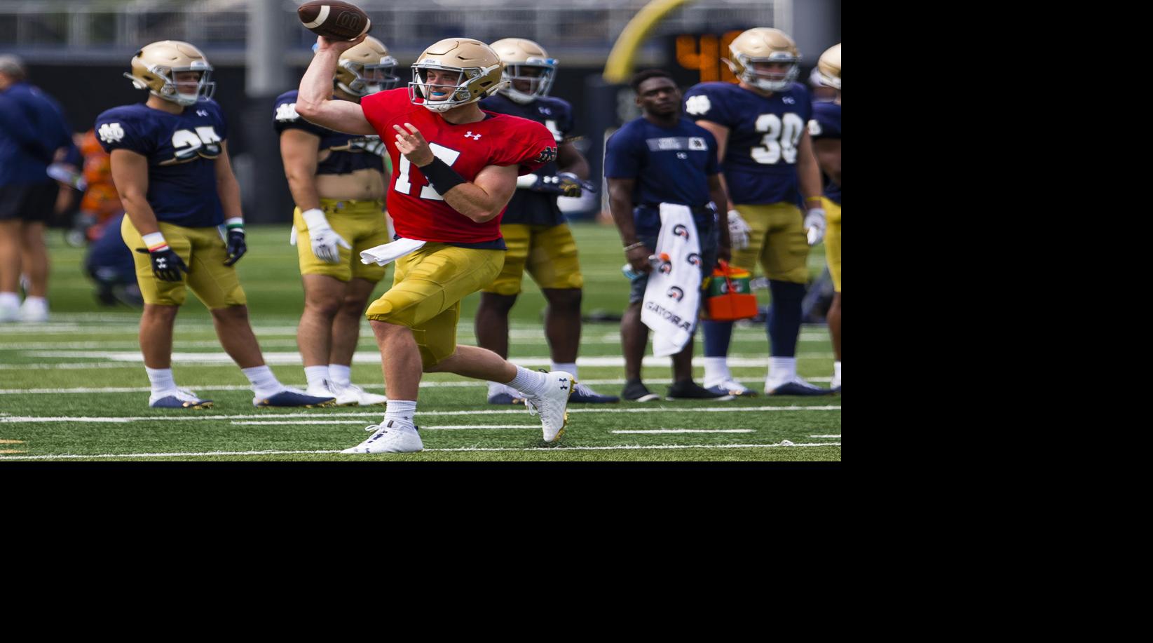 Jack Coan at Notre Dame practice, AP generic file photo