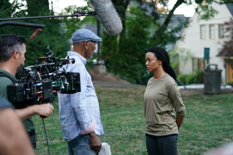 Morgan Freeman with Sonequa Martin-Green