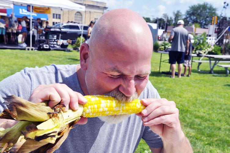 Eating corn at the 2019 Corn & Bratwurst Festival