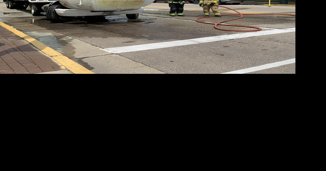 Emergency crews respond to semitruck fire in downtown Lake Geneva
