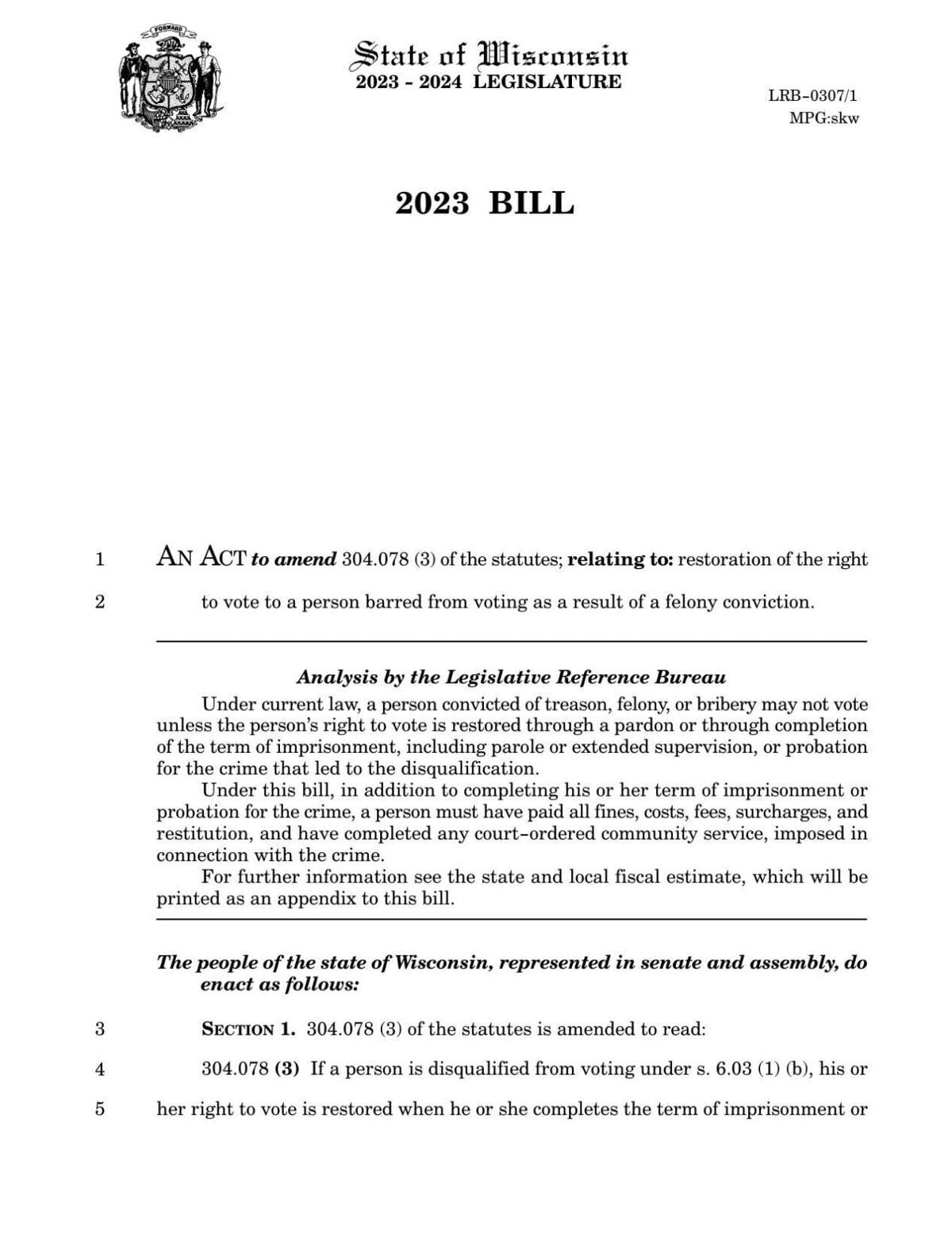 Felon voting bill