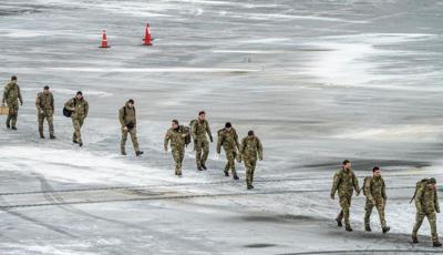 Danish soldiers land at Greenland's Nuuk airport, on Jan. 19, 2026.