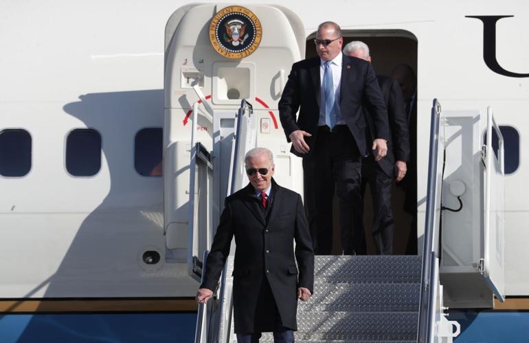 Joe Biden arrives in Madison