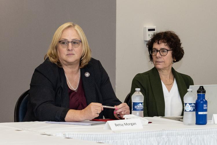 Joe Gow arrives at faculty senate hearing