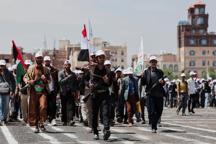 University students parade to show support to Houthis in Sanaa