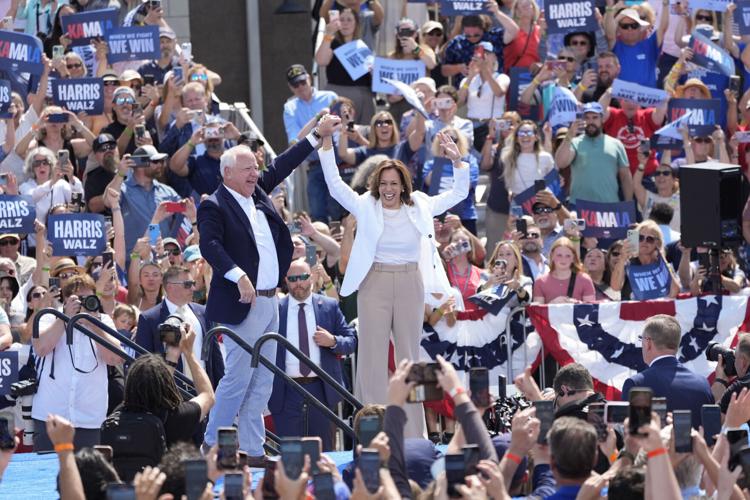 Kamala Harris and Tim Walz in Eau Claire