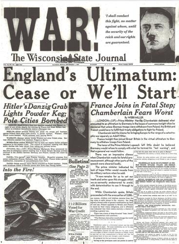 Front page Sep. 1, 1939