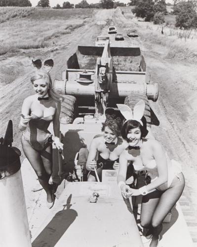 Bunnies on construction site for Playboy Club