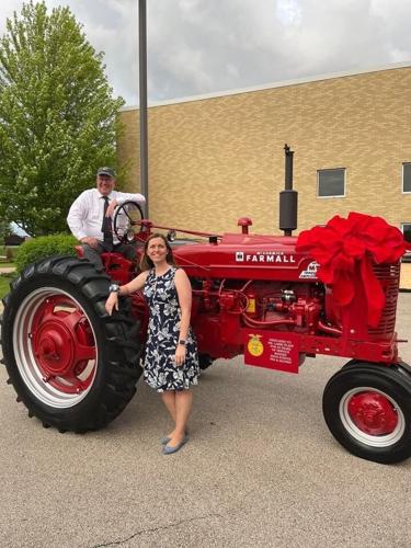 Larry Plapp posses with fellow agriculture instructor Candice Franks