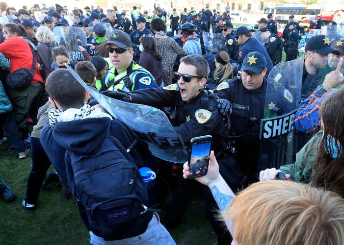 Protesters and police