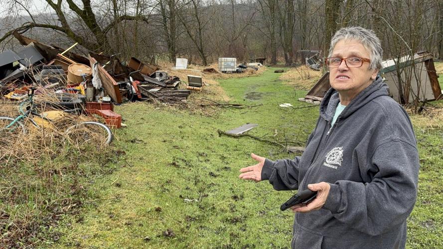 Clark shows destroyed shed