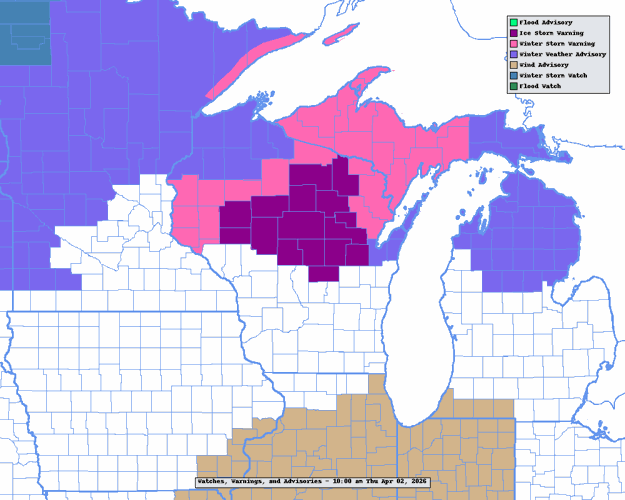 NWS watches, warnings, advisories 4-2-26 morning