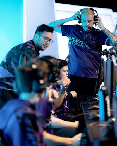 Rokkr team at gaming console