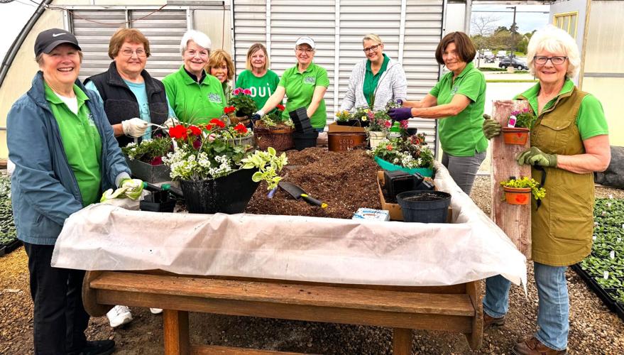 Members of the Fontana Garden Club prepare 'Kool Kontainers' for their fundraising May 25 Garden Fair