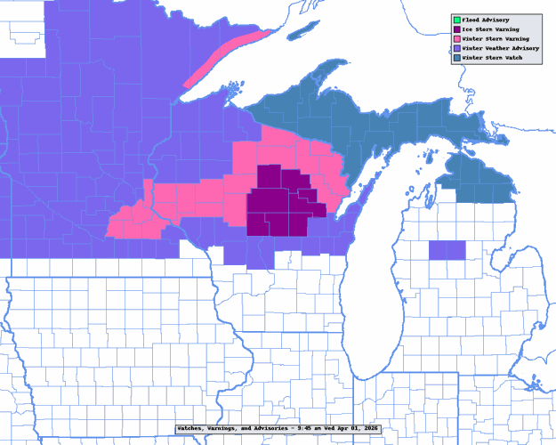 NWS watches, warnings, advisories 4-1-26