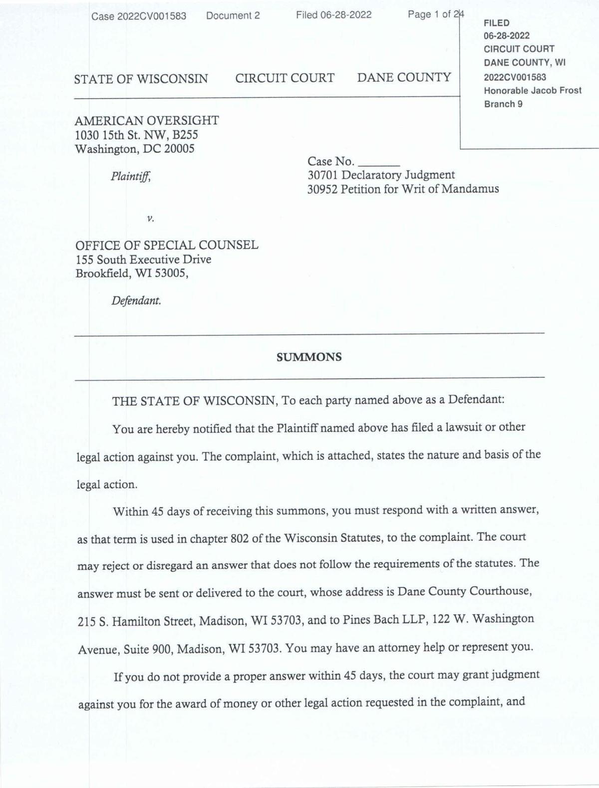 American Oversight lawsuit