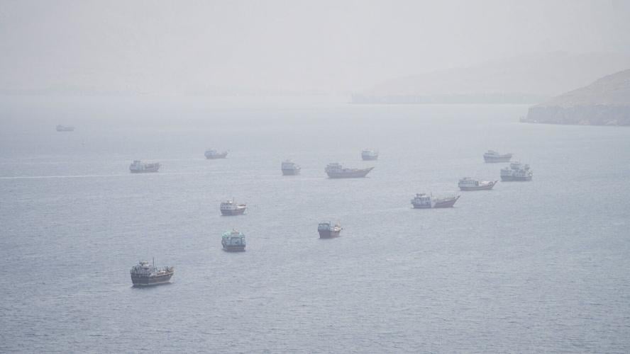 Vessels near the Strait of Hormuz, as seen from Musandam