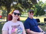 Hannah McMartin and father Bill McMartin at Juneteenth event in Burlington