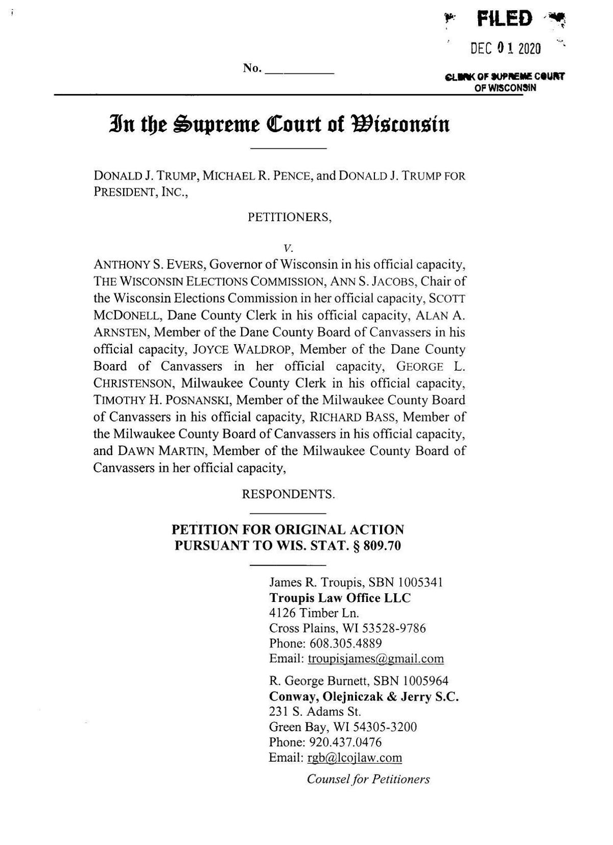 Read the complaint: Trump v. Evers