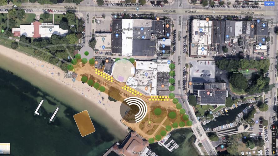 Wrigley Drive pedestrian plaza concept aerial