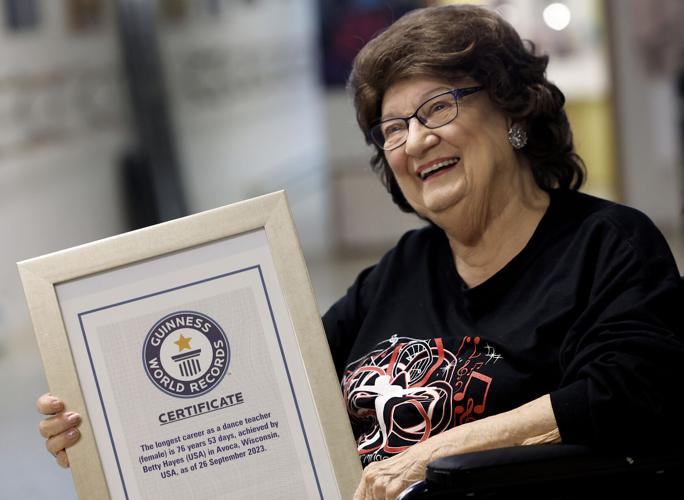 Betty Hayes-Baxter with Guinness Book certificate