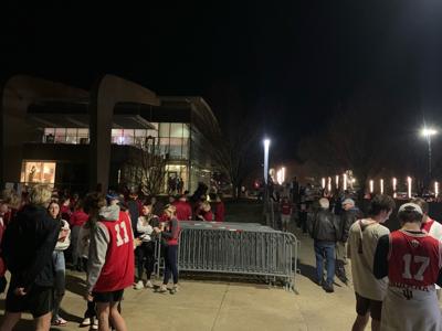 Fans outside Assembly Hall