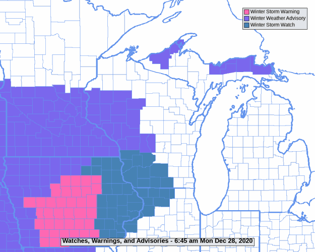 Midwest weather advisories by National Weather Service