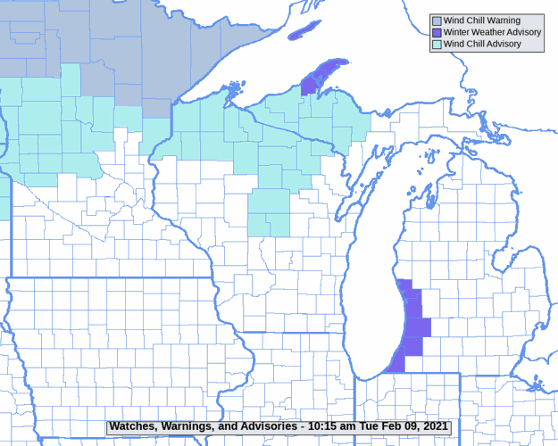 National Weather Service advisories 2-9-21