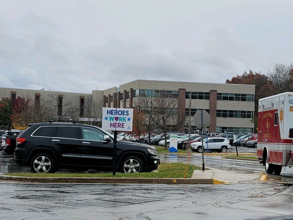 Ascension All Saints Hospital on a rainy Friday