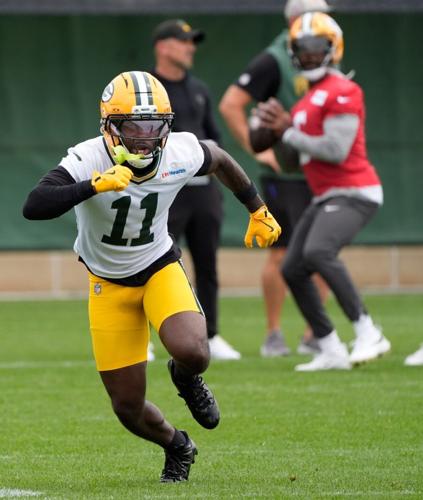 Green Bay Packers Jayden Reed (11) participates in mandatory minicamp Thursday, June 11, 2026, at the Don Hutson Center in Green