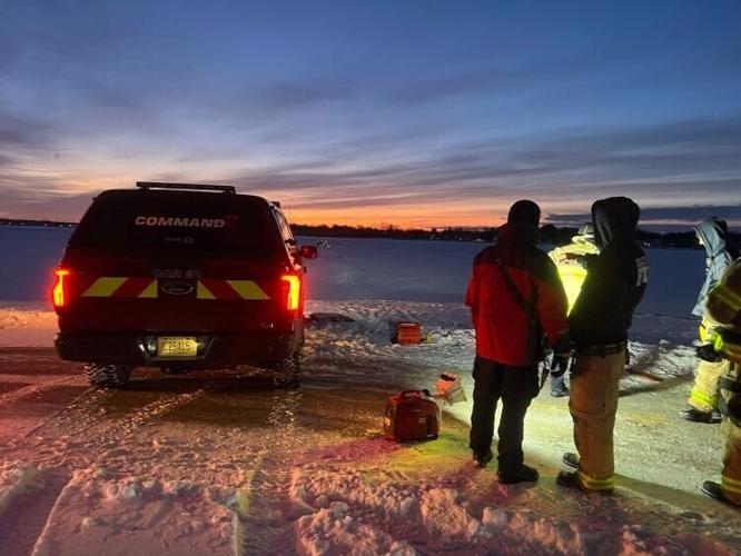 Madison Fire Department Lake Rescue Team search for carjacked SUV crashed through ice