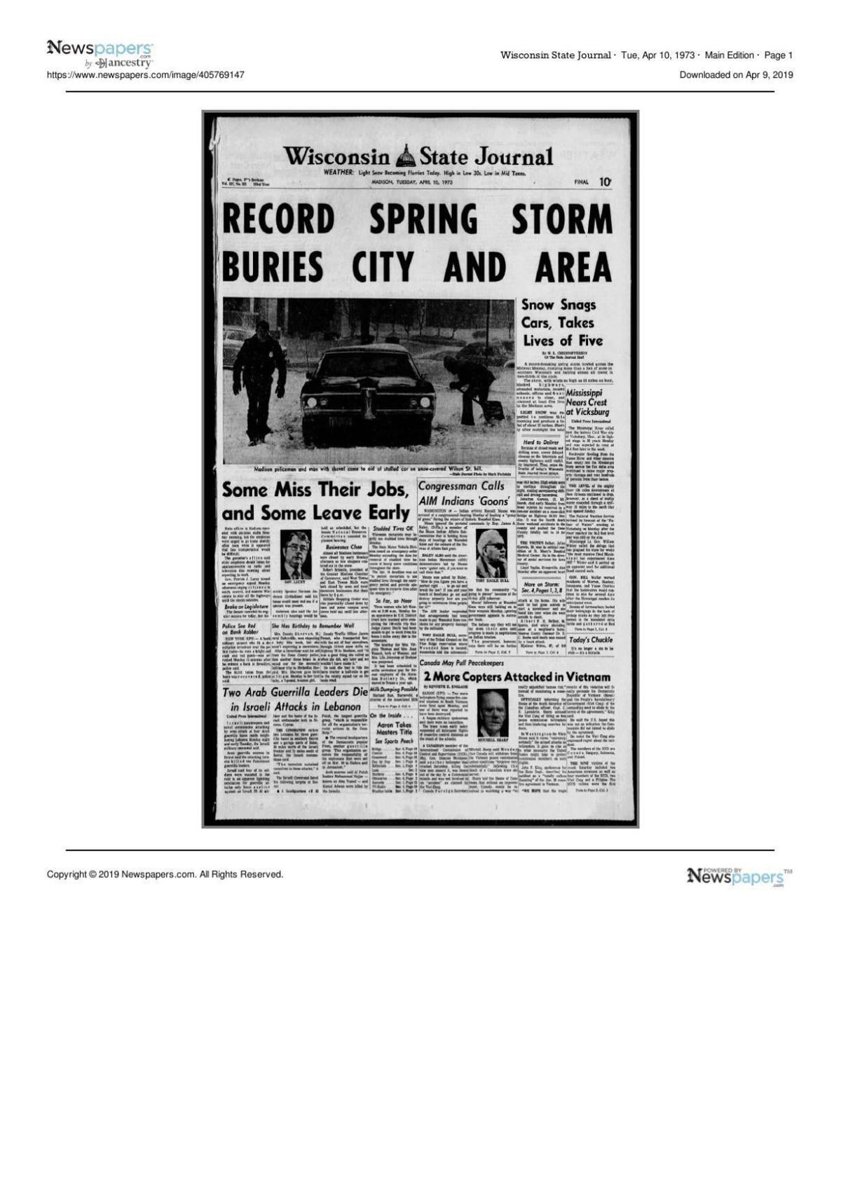 Wisconsin State Journal, April 10, 1973