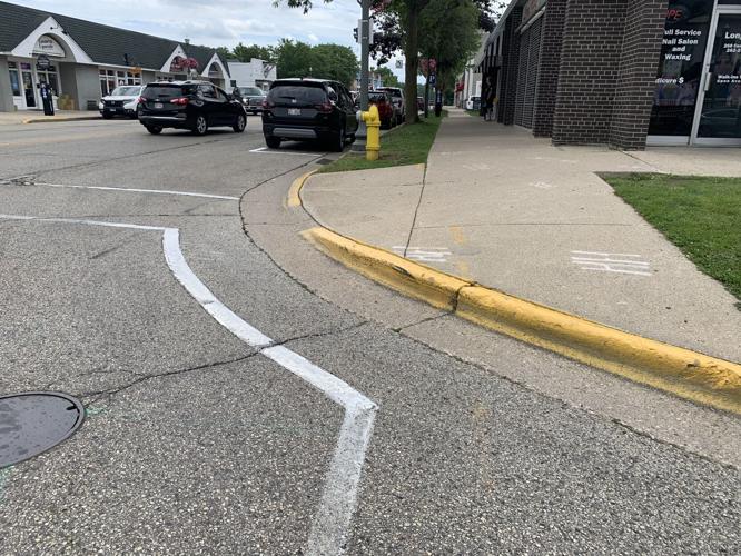 A bump-out has been installed on one side of the intersection of Geneva Street and Center Street