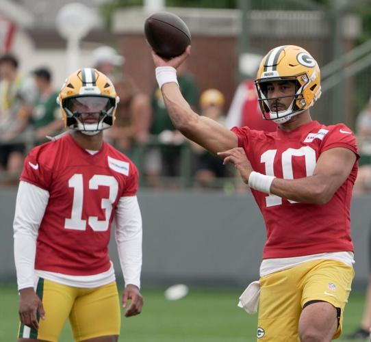 Green Bay Packers quarterback Jordan Love (10) is shown at training camp Friday, July 31, 2026 in Green Bay, Wisconsin.