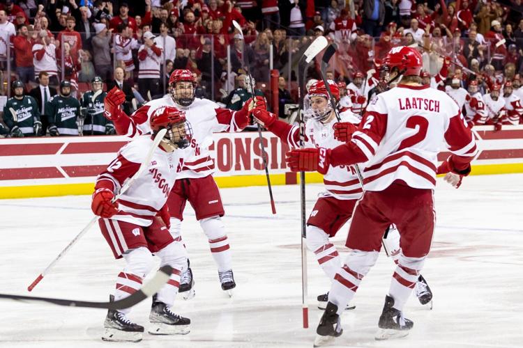 laatsch celebrates with teammates