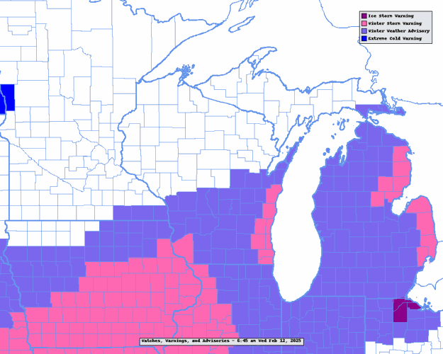 NWS watches, warnings, advisories 2-12-25